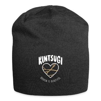 Kintsugi Broken ist ein wunderschöner, eleganter Kintsukuroi - Jersey-Beanie - Anthrazit - Vorne