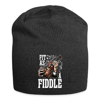 Fiddle Fit As A Fiddle Musician Violin Music Lover - Jersey Beanie - charcoal grey - Front