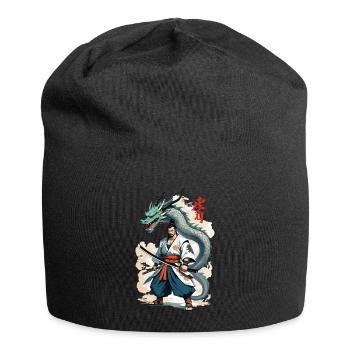 Samouraï Dragon Vintage Ukiyo-e Style Artwork - Bonnet en jersey - noir - Devant