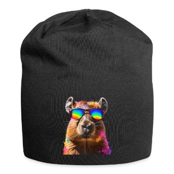 Lunettes de soleil Capybara Capy Colorful Animal Design Print - Bonnet en jersey - noir - Devant