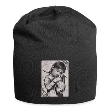 Verborgene Dunkelheit – Mädchen mit Dämonenschädel - Jersey-Beanie - Schwarz - Vorne