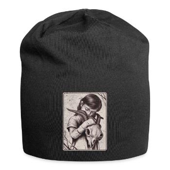 Verborgene Dunkelheit – Mädchen mit Dämonenschädel - Jersey-Beanie - Schwarz - Vorne