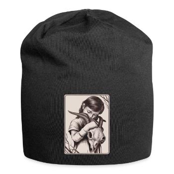 Verborgene Dunkelheit – Mädchen mit Dämonenschädel - Jersey-Beanie - Schwarz - Vorne
