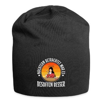 Nüchtern betrachtet war es besoffen besser - Jersey-Beanie - Schwarz - Vorne