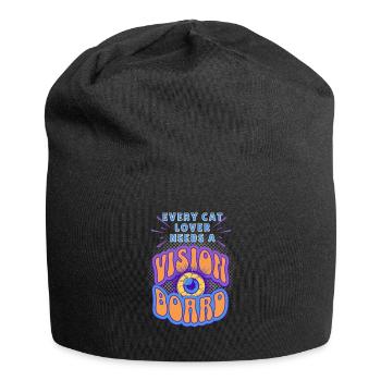Jeder Katzenliebhaber braucht ein Vision Board - Jersey-Beanie - Schwarz - Vorne