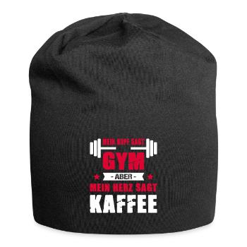 Mein Kopf Sagt Gym Mein Herz Sagt Kaffee Cheatday - Jersey-Beanie - Schwarz - Vorne