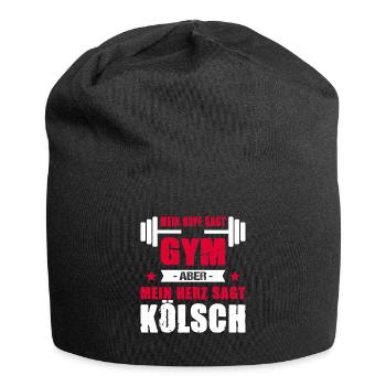 Mein Kopf Sagt Gym Aber Mein Herz Sagt Kölsch Bier - Jersey-Beanie - Schwarz - Vorne