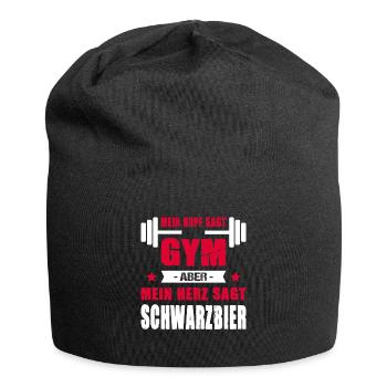 Mein Kopf Sagt Gym Aber Mein Herz Sagt Schwarzbier - Jersey-Beanie - Schwarz - Vorne
