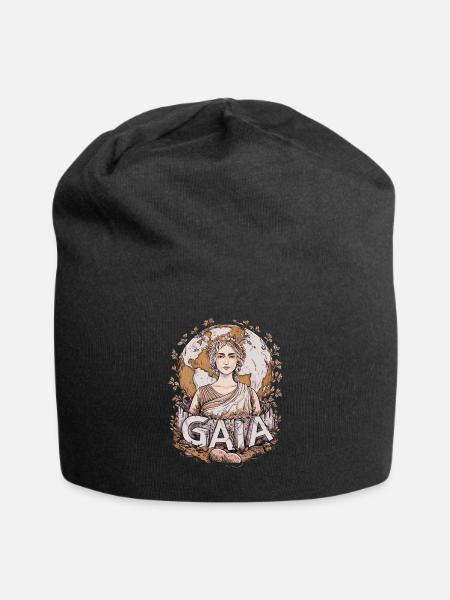 Gaia Earth Goddess Nature Inspired Greek Artwork - Jersey Beanie - black