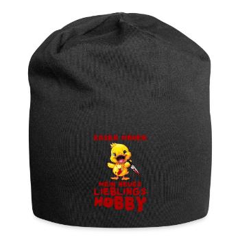 Rasen mähen Lieblingshobby - Ente mit Messer - Jersey-Beanie - Schwarz - Vorne