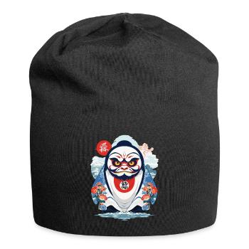 Japanischer Daruma Aesthetic Yokai Vintage - Jersey-Beanie - Schwarz - Vorne
