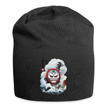 Japanischer Daruma Aesthetic Yokai Streetwear - Jersey-Beanie - Schwarz - Vorne