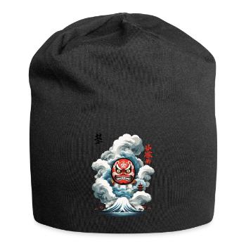 Japanischer Daruma Aesthetic Yokai Design - Jersey-Beanie - Schwarz - Vorne