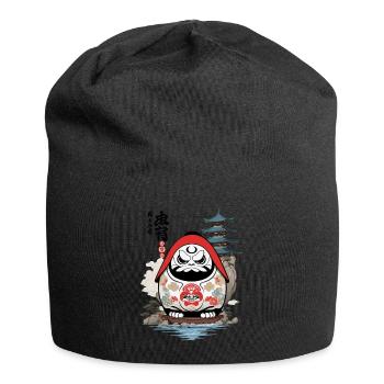 Japanischer Daruma Ästhetik Yokai Vintage - Jersey-Beanie - Schwarz - Vorne