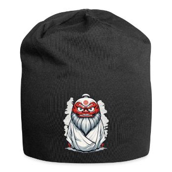 Japanese Daruma Aesthetic Yokai Vintage - Jersey Beanie - black - Front