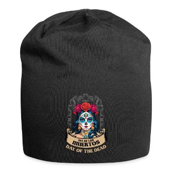 Catrina Mexikanische Blumen Muertos Tag Des Toten - Jersey-Beanie - Schwarz - Vorne