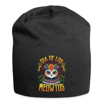 Dia De Los Cat Muertos Tag Des Toten Halloween - Jersey-Beanie - Schwarz - Vorne