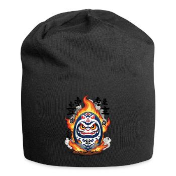 Japanischer Daruma Dämon Ästhetik Vintage - Jersey-Beanie - Schwarz - Vorne