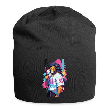 Samouraï Lion Esthétique Vaporwave Style Japon Art - Bonnet en jersey - noir - Devant