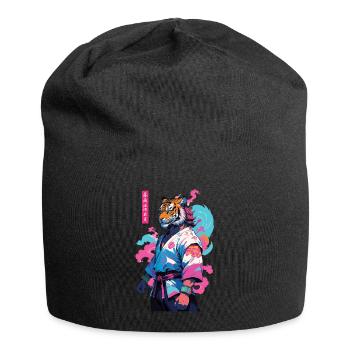 Tiger Yokai Vaporwave Aesthetic Samurai Design - Jersey Beanie - black - Front