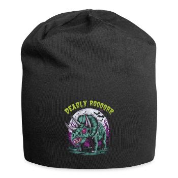 Zombie Triceratops – Deadly Roar für Dinoliebhaber - Jersey-Beanie - Schwarz - Vorne