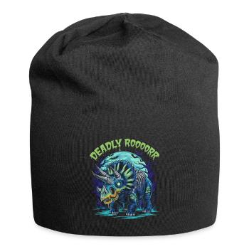 Zombie Triceratops – Deadly Roar für Dinoliebhaber - Jersey-Beanie - Schwarz - Vorne