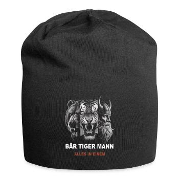 L’ours, le tigre, l’homme – tout en un seul regard puissant - Bonnet en jersey - noir - Devant