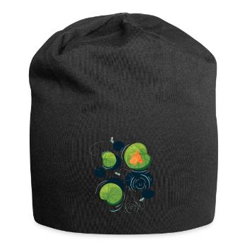 Grenouille, nénuphar, Grenouille arboricole, Amphibien - Bonnet en jersey - noir - Devant