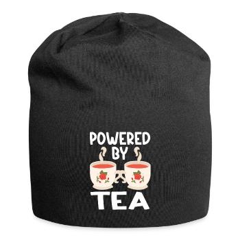 Tea Lover Tea Drinker Quotes Powered By Tea - Jersey-Beanie - Schwarz - Vorne