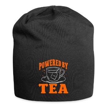 Tea Lover Tea Drinker Quotes Powered By Tea - Jersey-Beanie - Schwarz - Vorne