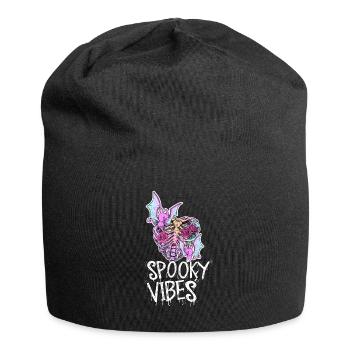 Cage thoracique squelette colorée avec motif de chauves-souris - Bonnet en jersey - noir - Devant