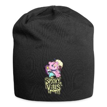 Teddybär mit Sarg und Mond Halloween Design - Jersey-Beanie - Schwarz - Vorne