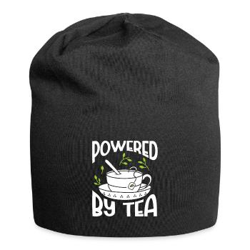 Tea Lover Tea Drinker Quotes Powered By Tea - Jersey-Beanie - Schwarz - Vorne