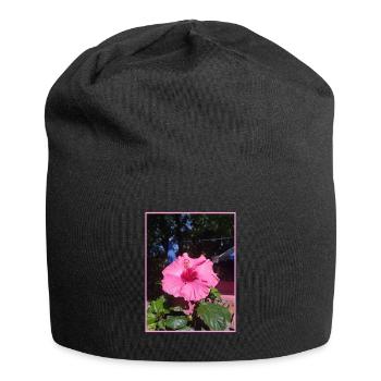 Foto Hibiskus - Jersey-Beanie - Schwarz - Vorne