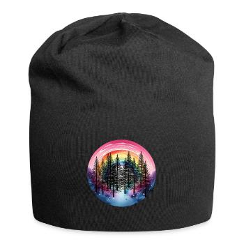 Regenbogen Wald Natur Naturliebhaber Fichten Baum - Jersey-Beanie - Schwarz - Vorne