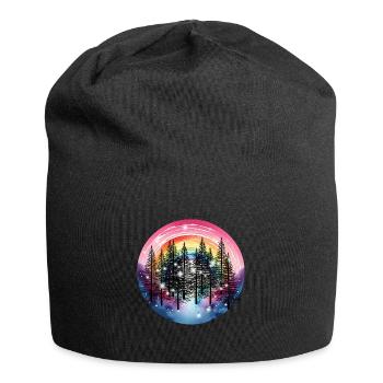 Tannen Wald Natur Regenbogen mystisch - Jersey-Beanie - Schwarz - Vorne