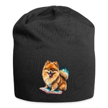 Poméranien Poméranien Lecture Livre Chien Imprimer - Bonnet en jersey - noir - Devant