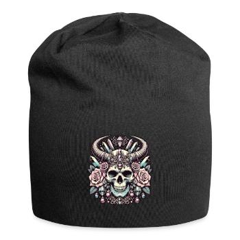 Pastel Goth Aesthetic Düsteres Skull Design - Jersey-Beanie - Schwarz - Vorne
