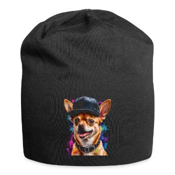 Chihuahua Snapback Cap Dog Funny Design Print - Jersey Beanie - black - Front