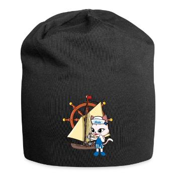 Cat Cats Voilier Navires Volant - Bonnet en jersey - noir - Devant