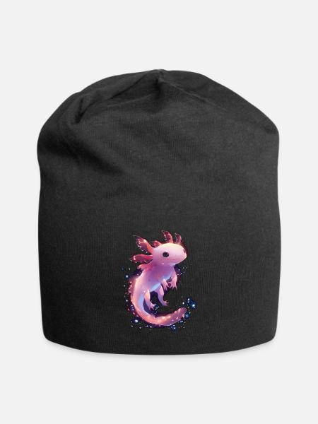 Mystischer Leuchtender Axolotl für Tierliebhaber - Jersey-Beanie - Schwarz