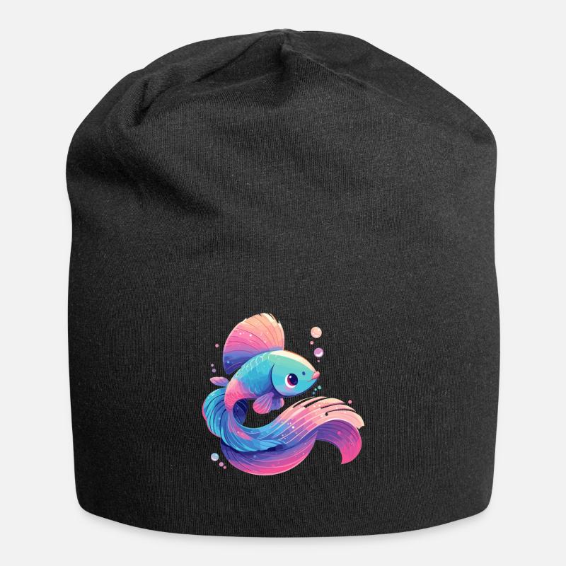 Bettas Betta Fisch Betta - Jersey-Beanie - Schwarz