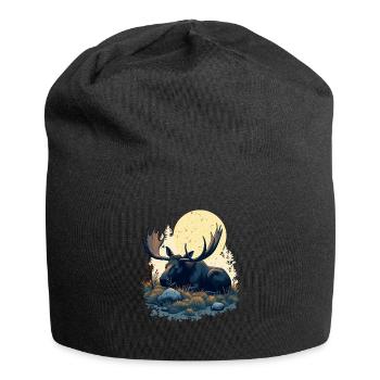 Sleeping Shirt Scandinavia Moose Reindeer - Jersey Beanie - black - Front
