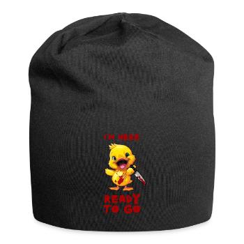 Duck with Knife - Bin Bereit Gruselig Halloween - Jersey-Beanie - Schwarz - Vorne
