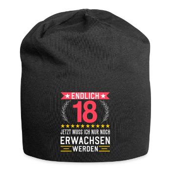 Endlich18 Jahre alt Volljährig Erwachsen werden - Jersey-Beanie - Schwarz - Vorne