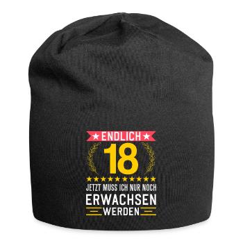 Endlich18 Jahre alt Volljährig Erwachsen werden - Jersey-Beanie - Schwarz - Vorne