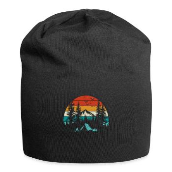 Rétro Soleil Montagnes Forêt Nature Randonnée en plein air - Bonnet en jersey - noir - Devant