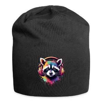 Raccoon DJ Costume Carnival Concert Festival Music - Jersey Beanie - black - Front