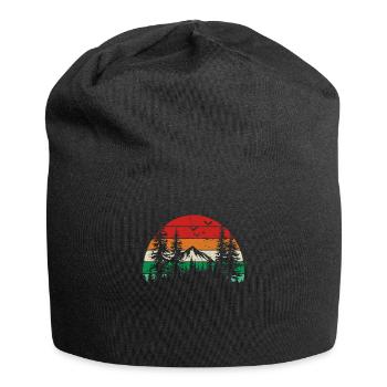 Rétro Soleil Montagnes Forêt Nature Randonnée en plein air - Bonnet en jersey - noir - Devant