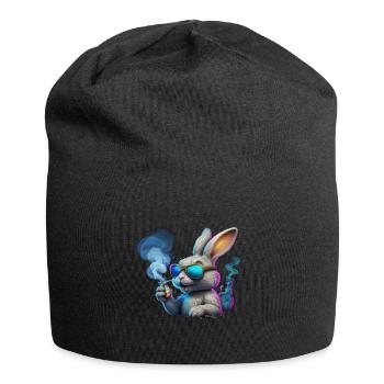 Cool Bunny With Sunglasses And Smoke - Jersey Beanie - black - Front